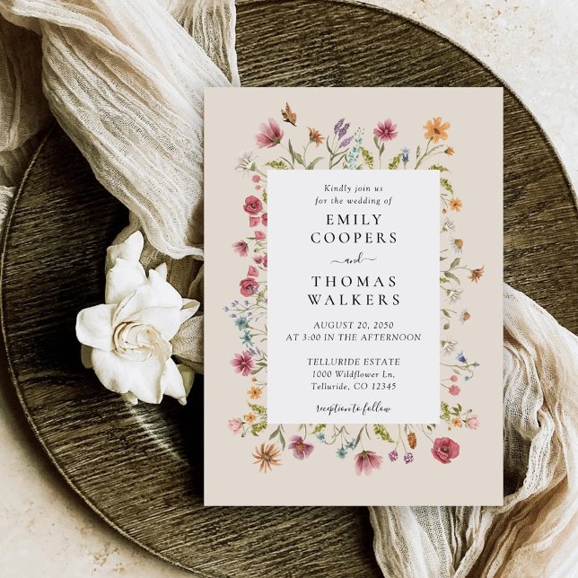 Convite para Casamento Boho Wildflower (Criador carregado)