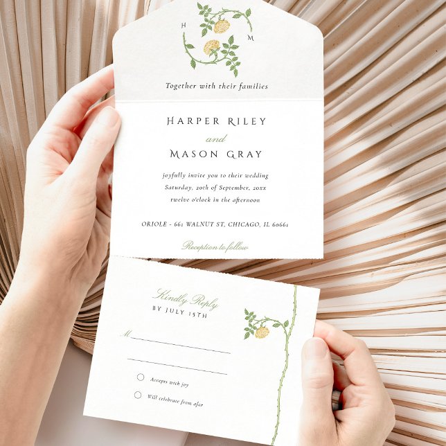 Convite para casamento botânico All-in-One e RSVP (Criador carregado)