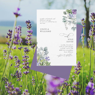 Convite para Casamento Botânico de Lavanda Elegant