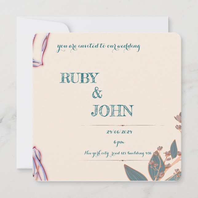 Convite Para Casamento Botânico Elegante (Frente)