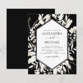 Convite para Casamento Botânico Preto de Boho de O