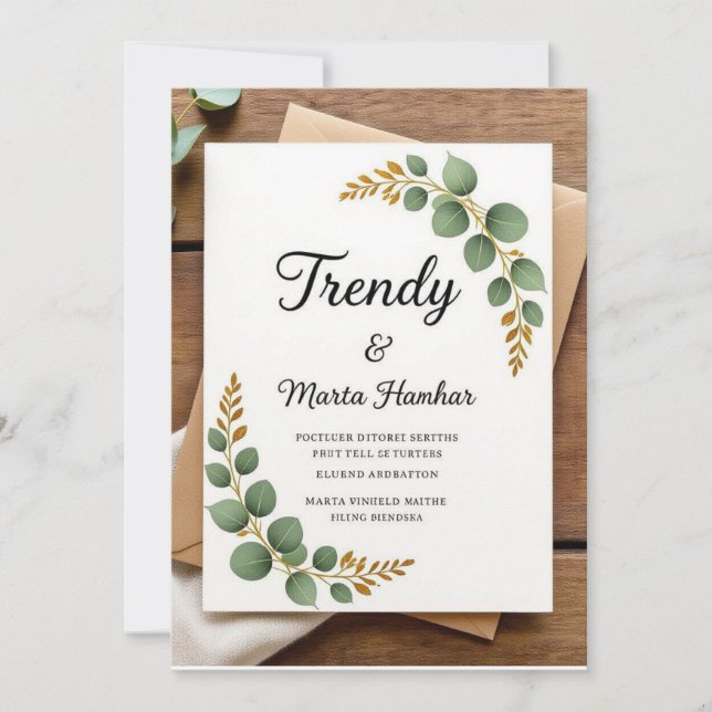 Convite para Casamento Botânico Russo Elegante (Frente)