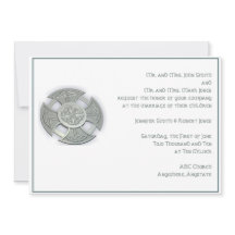 Convite para Casamento Branco Celtic Cross Silver