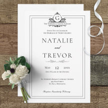 Convite para Casamento Branco Clássico