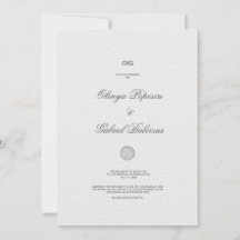 Convite para Casamento Branco com Traços Dourados 