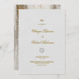Convite para Casamento Branco com Traços Dourados