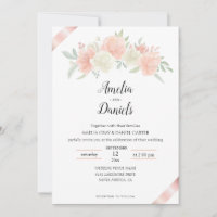 Convite para Casamento Branco Cor-de-Friso-Rosa ro