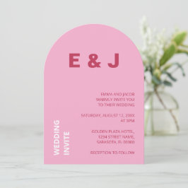 Convite para Casamento Branco Cor-de-Rosa Magenta