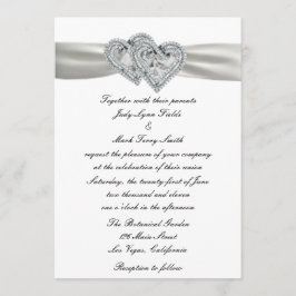 Convite para Casamento Branco de Corações