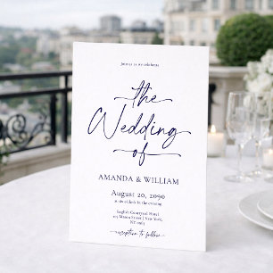 Convite para Casamento Branco e Azul Elegante