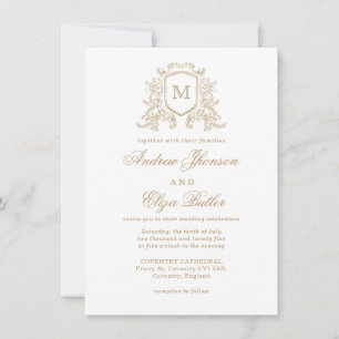 Convite para Casamento Branco e Dourado do Monogra