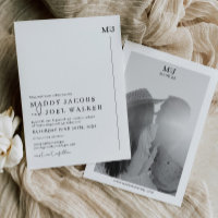 Convite para Casamento Branco e Negro Elegante MAD