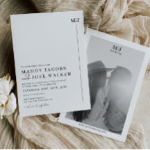 Convite para Casamento Branco e Negro Elegante MAD