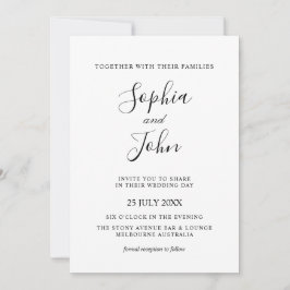 Convite para Casamento Branco e Preto Clássico Ele