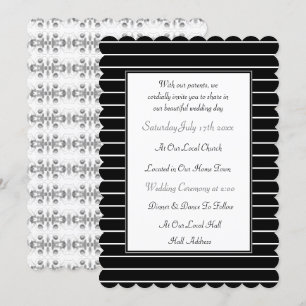 Convite para Casamento Branco e Preto Escalado