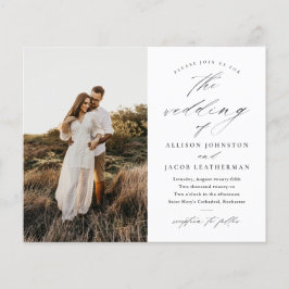 Convite para Casamento Branco e Preto para Foto de