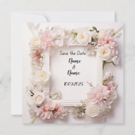 Convite para casamento branco e rosa-claro