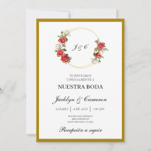 Convite para Casamento Branco Floral Espanhol