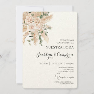 Convite para Casamento Branco Floral Espanhol