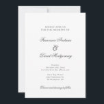 Convite para casamento branco moderno elegante<br><div class="desc">Um convite de casamento elegante moderno com na moda.</div>