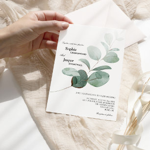 Convite para Casamento Branco Moderno Greenery