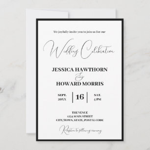 Convite para Casamento Branco Modesto