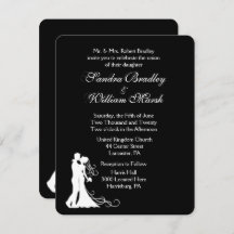 Convite para Casamento Branco Negro