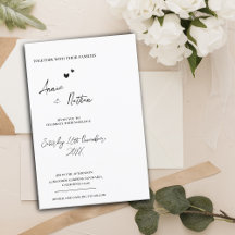 Convite para Casamento Branco Negro de Script Mini