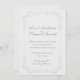 Convite para Casamento Branco Negro Quadro Barroco