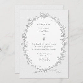 Convite para Casamento Branco Negro Quadro Barroco