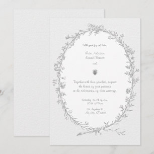 Convite para Casamento Branco Negro Quadro Barroco