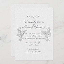 Convite para Casamento Branco Negro Quadro Barroco