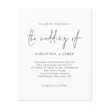 Convite para Casamento Branco Preto Simples de Orç