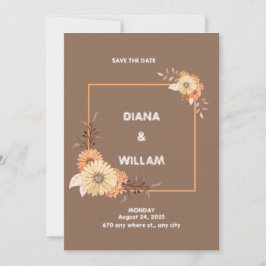 Convite para Casamento Brown de Peach Moderno