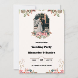 Convite para Casamento Brown Watercolor