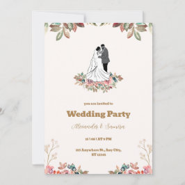 Convite para Casamento Brown Watercolor