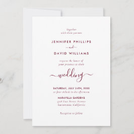 Convite para Casamento Burgundy de Script Moderno