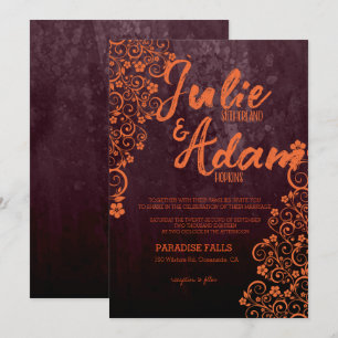 Convite para Casamento Burgundy e Orange