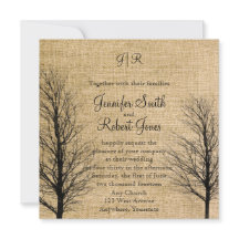 Convite para Casamento Burlap e Birch Posh