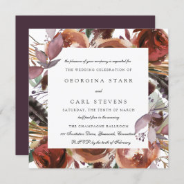 Convite Para Casamento Butterum & Plum | Quadrado