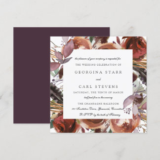 Convite Para Casamento Butterum & Plum | Quadrado