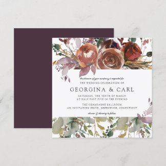 Convite Para Casamento Butterum & Plum | Quadrado