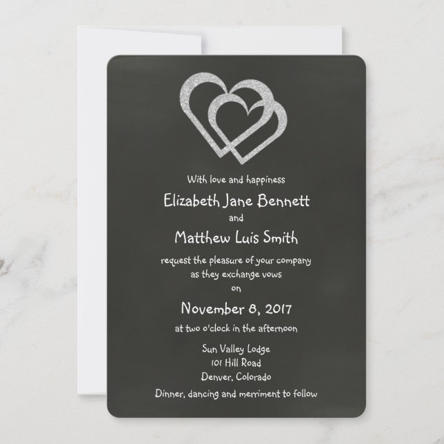 Convite para Casamento Cardíaco Chalkboard (Frente)