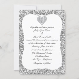 Convite para Casamento Cardíaco com Diamante Silve