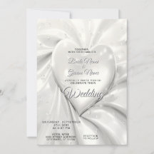 Convite para Casamento Cardíaco de Creme Branco El