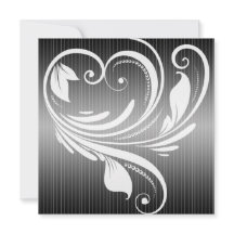 Convite para Casamento Cardíaco de Pinstripe Preta