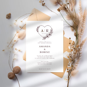 Convite para Casamento Cardíaco Floral de Dusty Ro