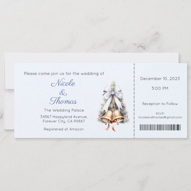 Convite para casamento, Casamento no inverno, Nata (Frente)