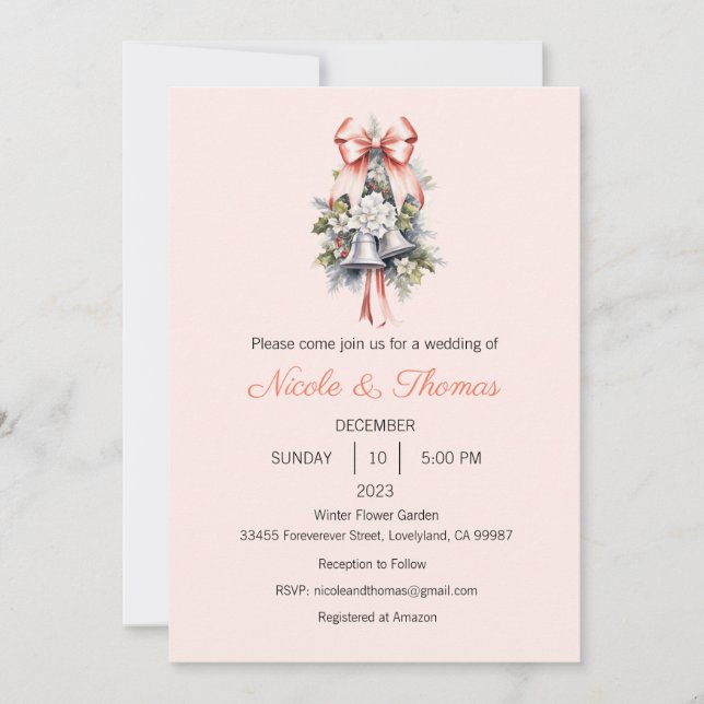 Convite para casamento, Casamento no inverno, Nata (Frente)