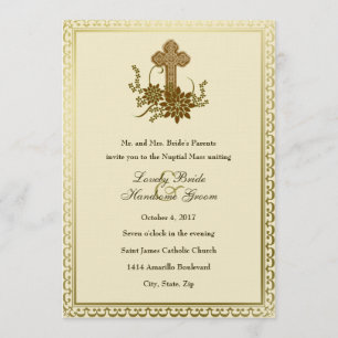 Convite para Casamento Católico da Cruz Floral Cas